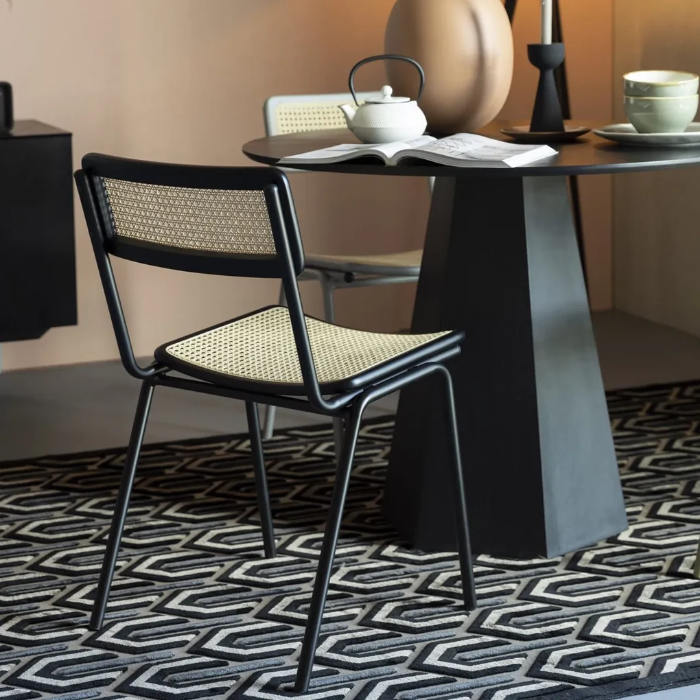 Zuiver Jort Retro Stoel Met Rotan Zwart