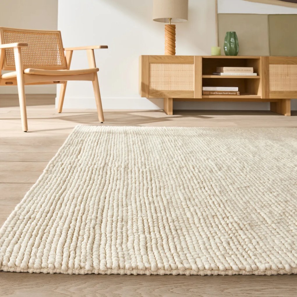 Vloerkleed in wol, tricot effect, Diano