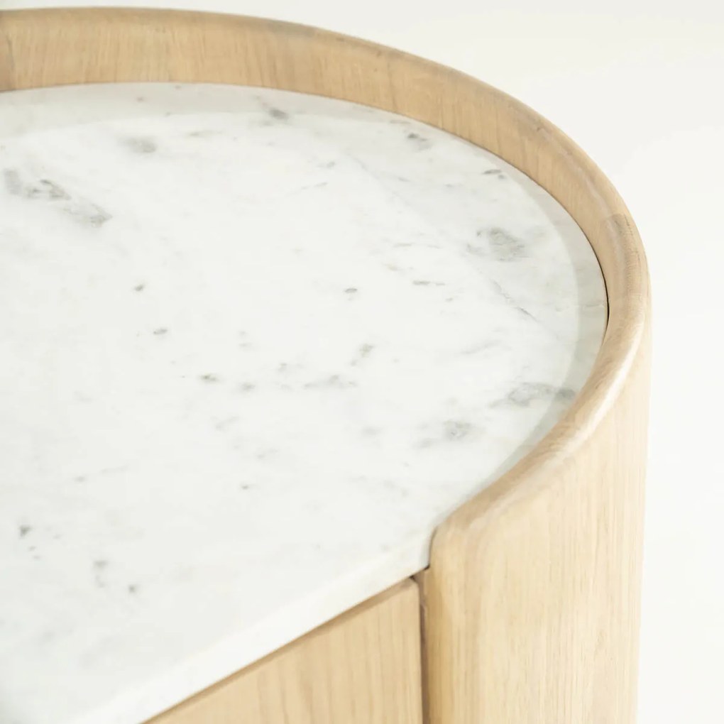 Eleonora Don Tv-meubel Eiken Met Wit Marmer 160 Cm - 165x45x50cm.