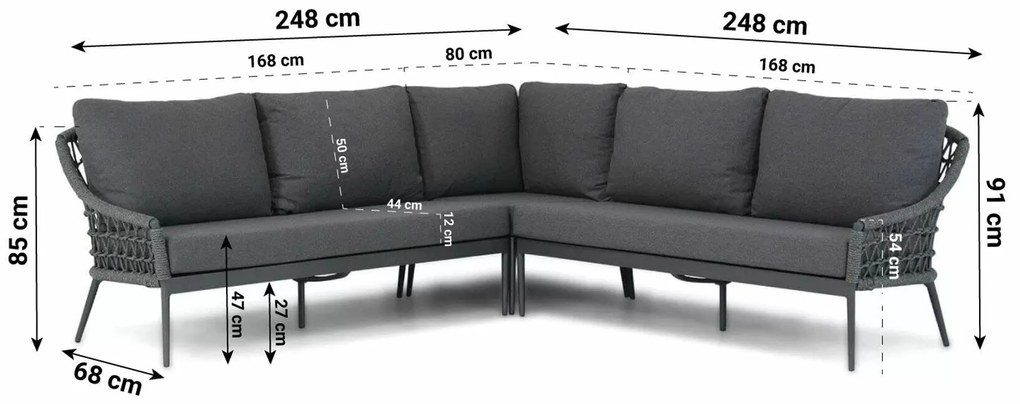 Hoek loungeset 5 personen Rope Grijs Coco Dalice/Pacific