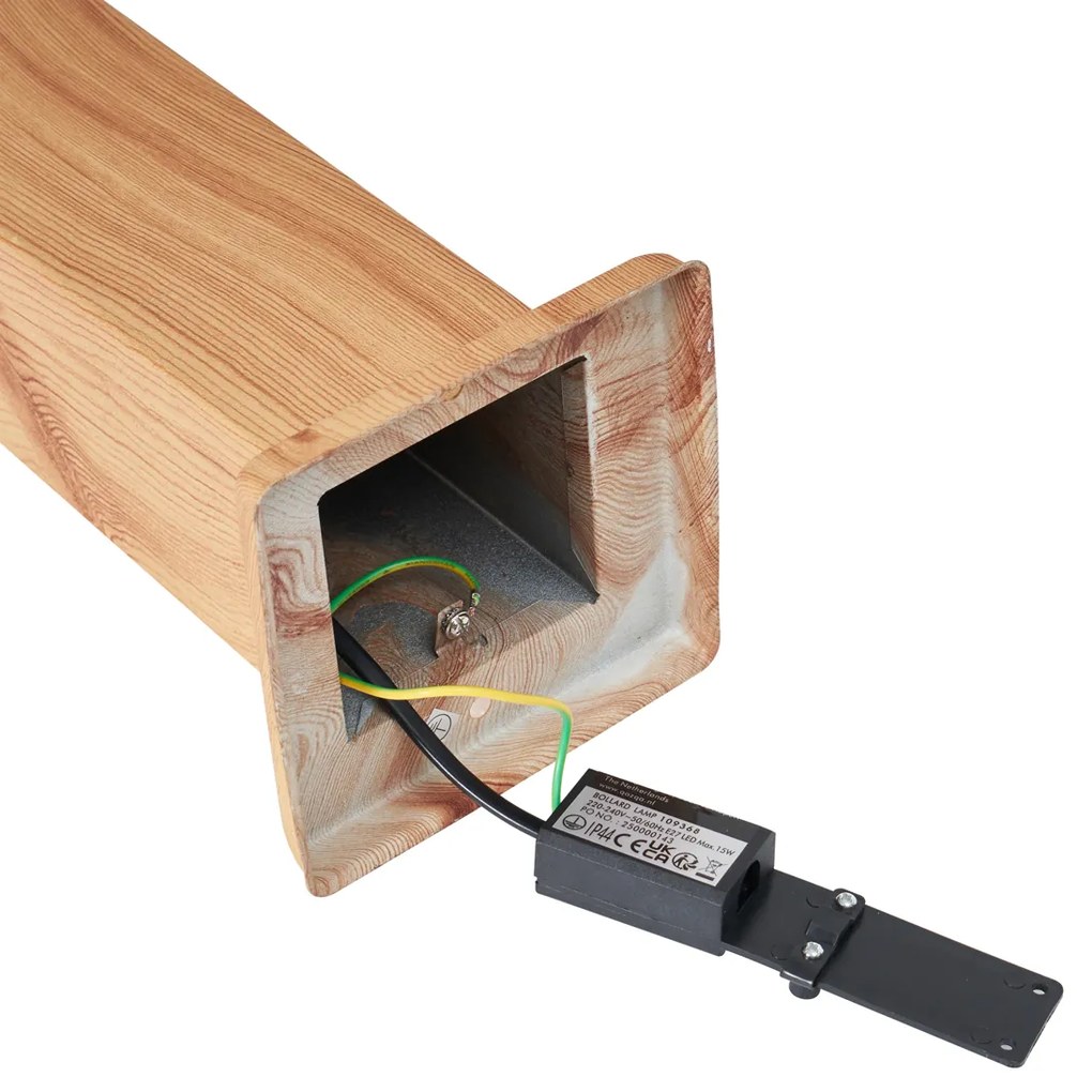 Moderne staande buitenlamp staal met hout print 80cm IP44 - Malois