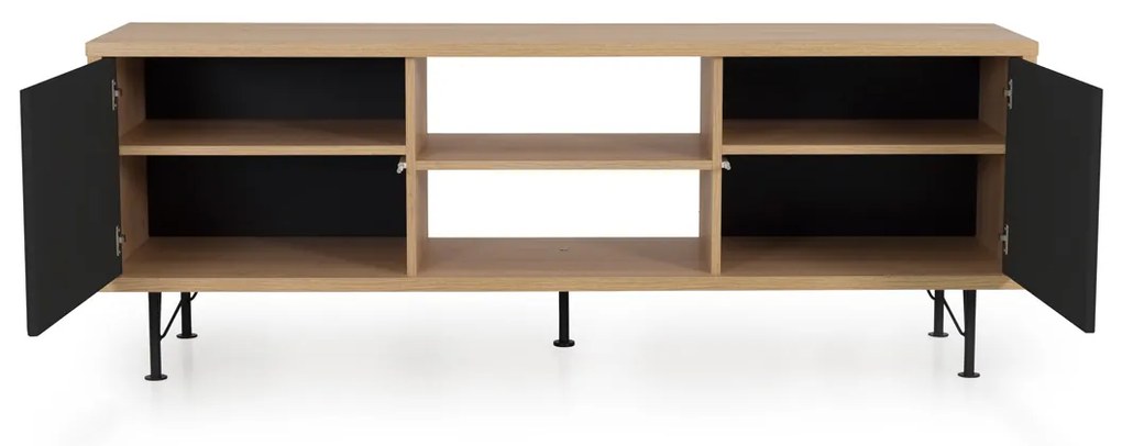 Tenzo Flow Tv-meubel Eiken Mat Zwart - 164x44x60cm.