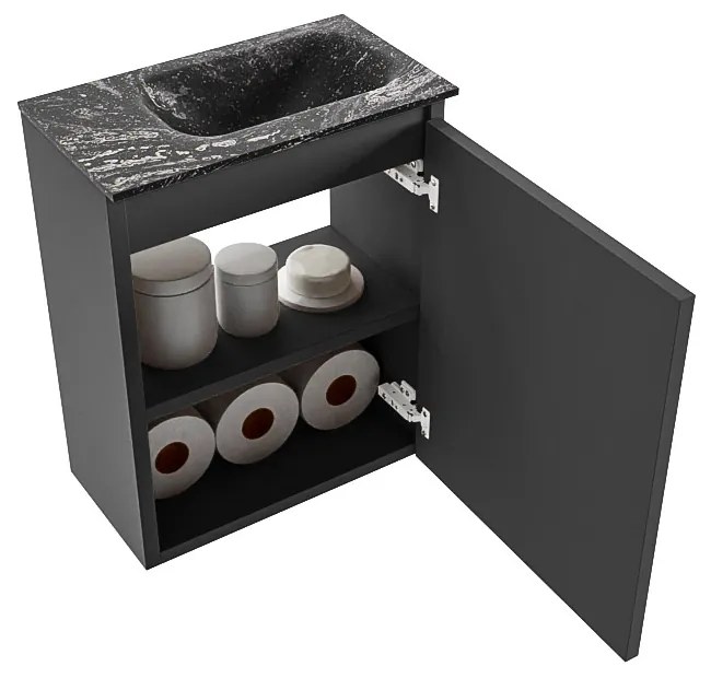 Mondiaz Ture DLux toiletmeubel 40cm dark grey met wastafel lava rechts met kraangat