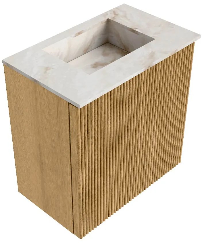 Mondiaz Joya DLux 40cm toiletmeubel oak met wastafel faye midden zonder kraangat frappe