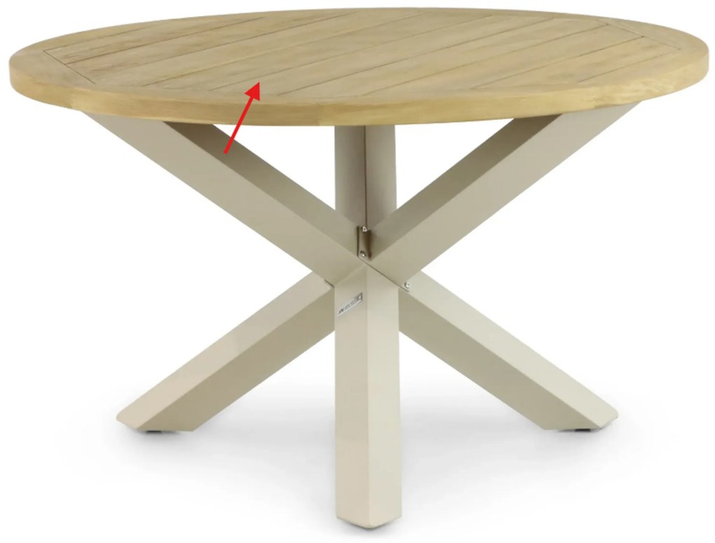 Tuinset Ronde Tuintafel 4 personen 120 cm Aluminium Zand/Beige Lifestyle Garden Furniture Fiora/Rockville