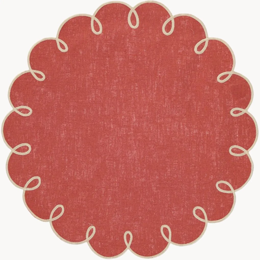 Ronde placemat Lisboa met randborduurwerk