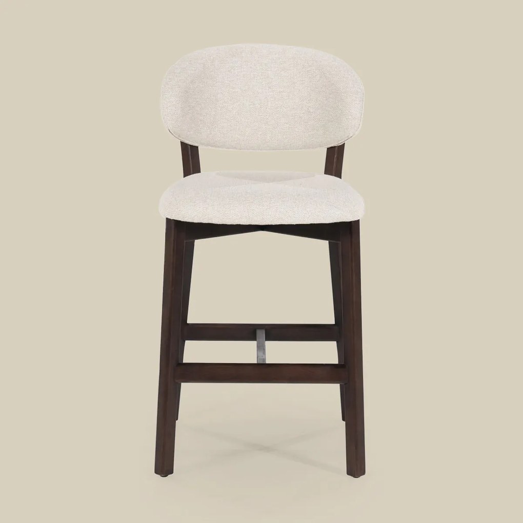 Luxe Barstoel Walnoot En Beige Stof