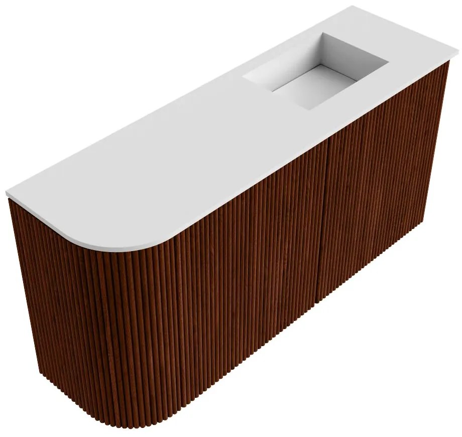 Mondiaz Joya 80cm toiletmeubel ronding links ruby met wastafel faye rechts zonder kraangat talc