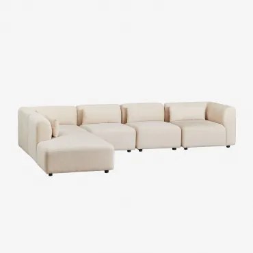 5-delige Modulaire Bank Met Linker Divan Fogler Linnen Fluweel Linnenbeige - Sklum
