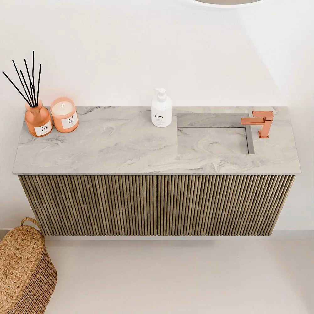 Mondiaz Joya DLux 80cm toiletmeubel dusk met wastafel faye rechts 1 kraangat glace