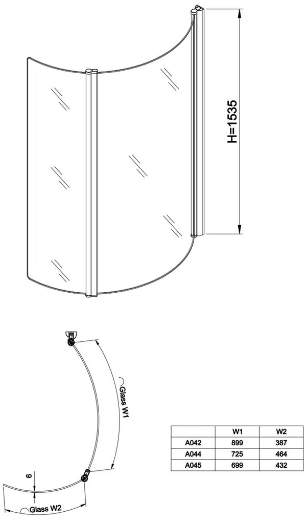 Eastbrook Type 2 badwand met vouwdeur 85x150cm links chroom