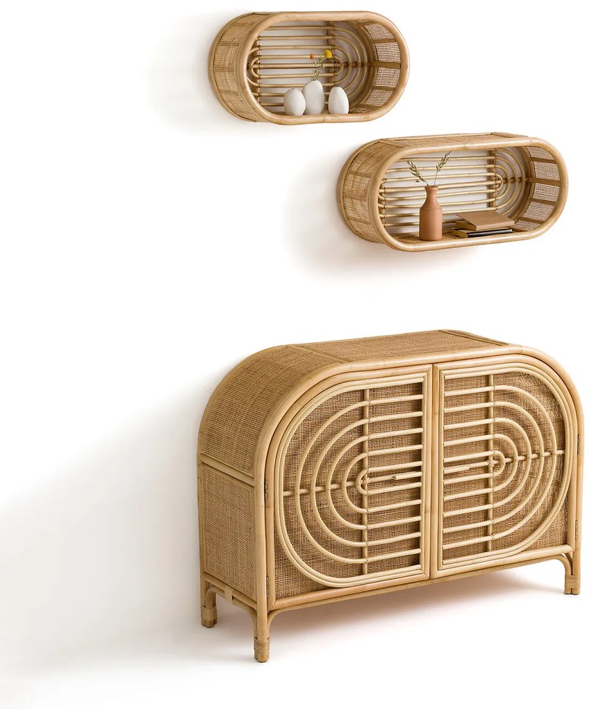 Grote wandplank in rotan, Gocco