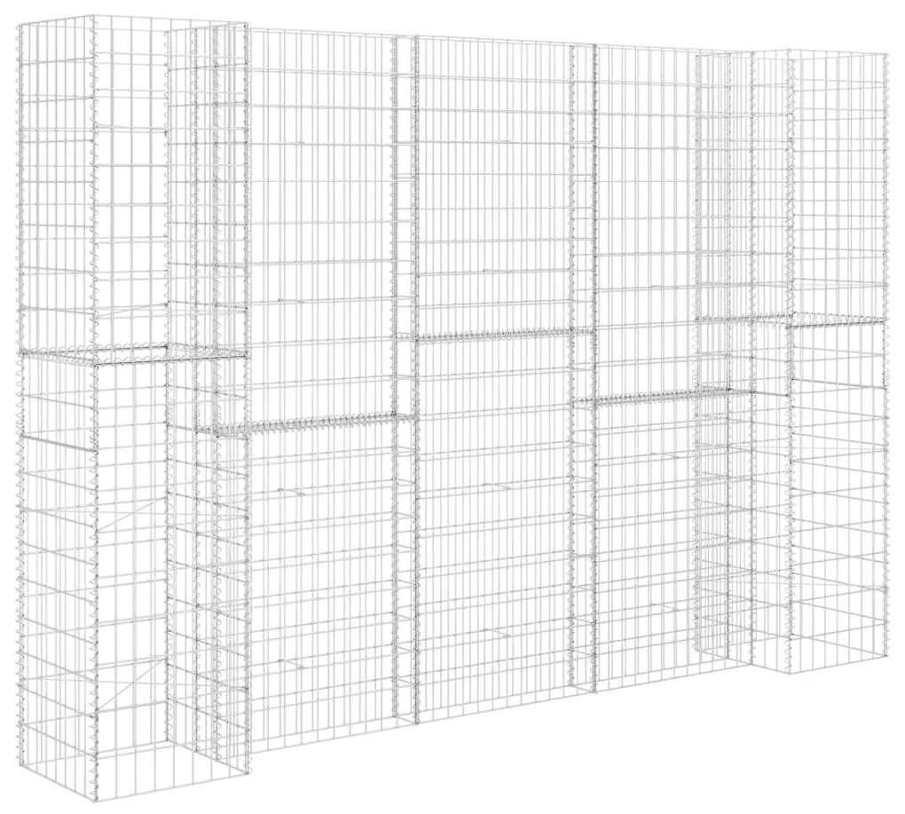 vidaXL Gabion plantenbak H-vormig 260x40x200 cm staaldraad