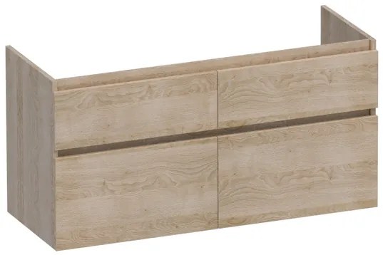 BRAUER Advance Wastafelonderkast - 120x46x60cm - 4 softclose greeploze lades - 2 sifonuitsparingen - en MFC - legno calore OK-AD120-4LC