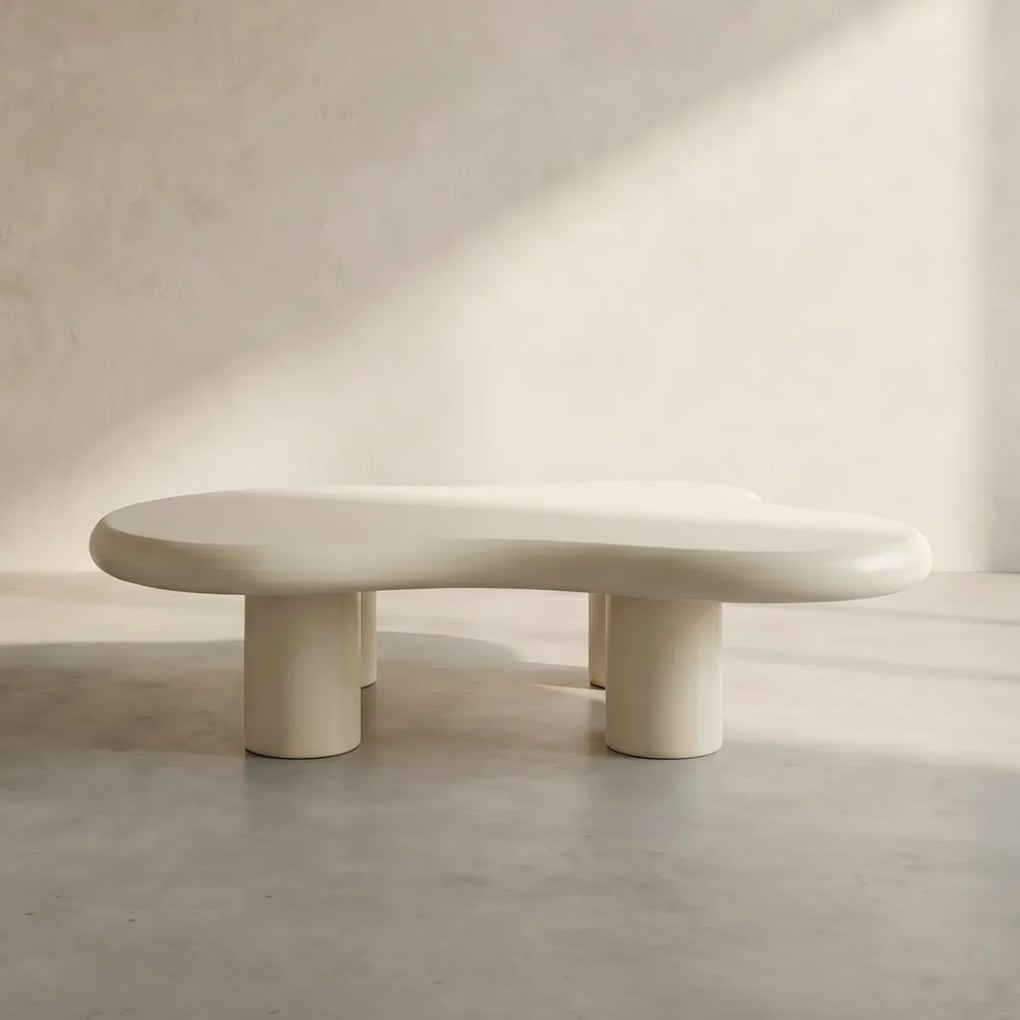 Organische Salontafel Creme Wit - 117 X 90cm.