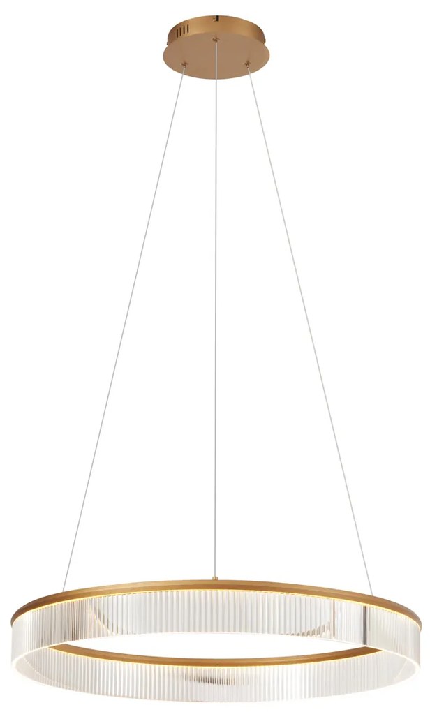Moderne hanglamp messing 78cm incl. LED 3-staps dimbaar - Anello Chandelier Modern rond Binnenverlichting Lamp