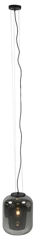 Design hanglamp zwart met smoke glas - Bliss Modern, Retro E27 rond Binnenverlichting Lamp