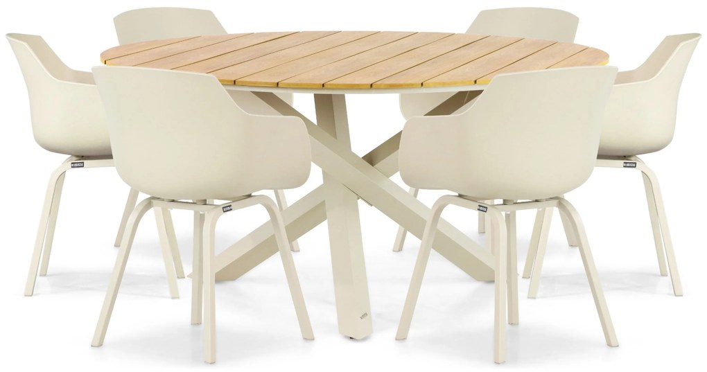 Tuinset Ronde Tuintafel 6 personen 150 cm Kunststof Grijs  Lifestyle Garden Furniture Salina/Ancona