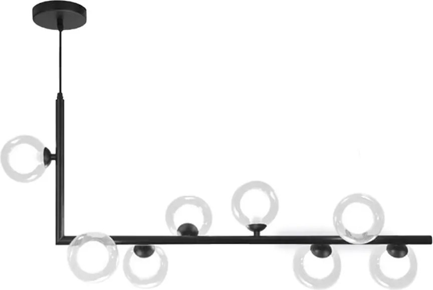 Metalen industriële glazen plafondlamp zwart APP754-8CP