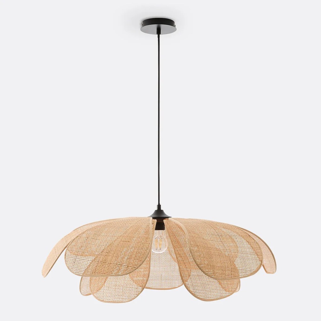 Bloemblad hanglamp in rotan Ø80 cm, Lola