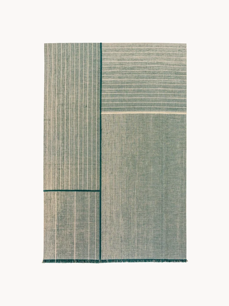 Laagpolig vloerkleed Monochrome met franjes, design Folkform