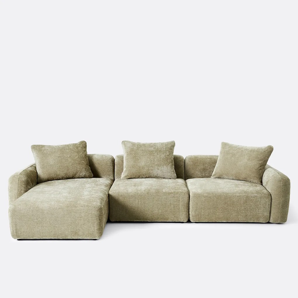 3-zits links modulaire hoekbank in jacquard chenille, AMAD