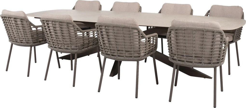 Prado Puglia dining tuinset 300x110xH75 cm 9 delig keramiek terre Taste 4SO
