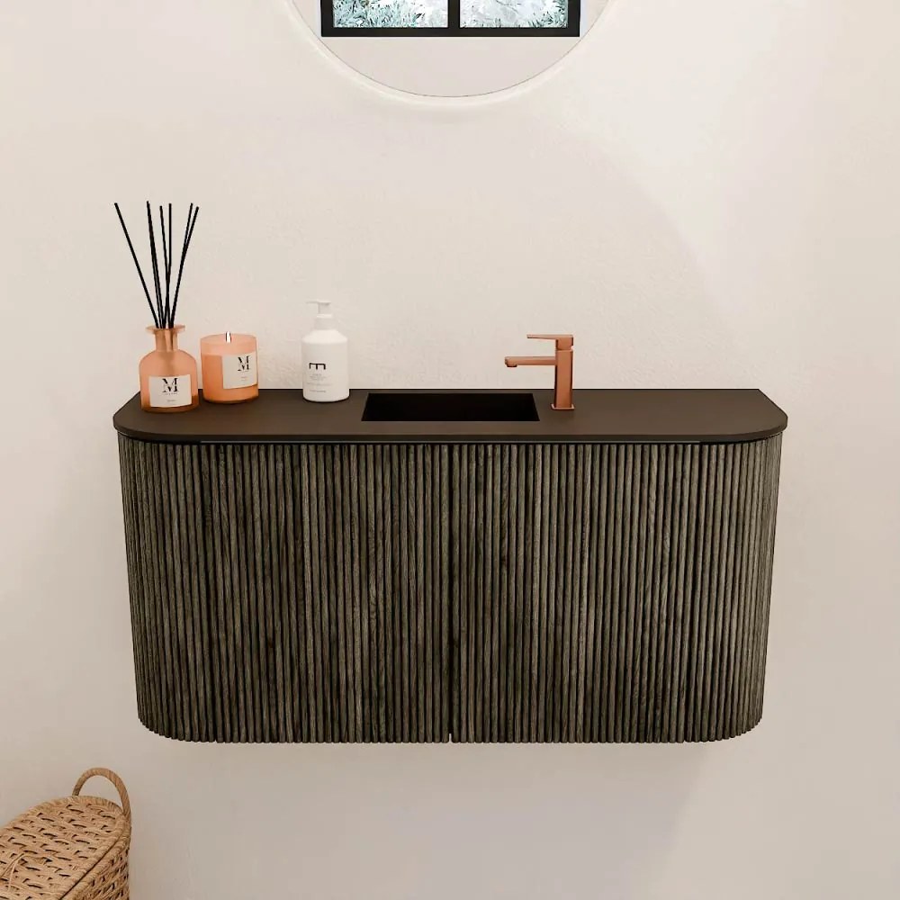 Mondiaz Joya 85cm toiletmeubel ronding links/rechts shadow met wastafel faye midden 1 kraangat urban