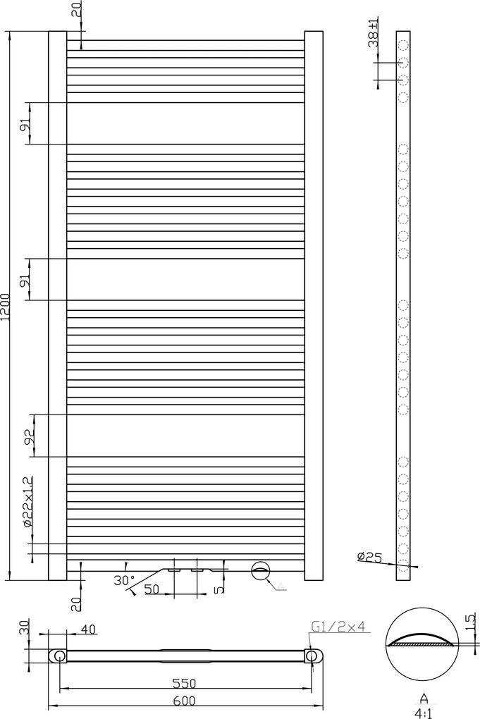 Best Design Zero badkamer radiator 120x60cm mat zwart