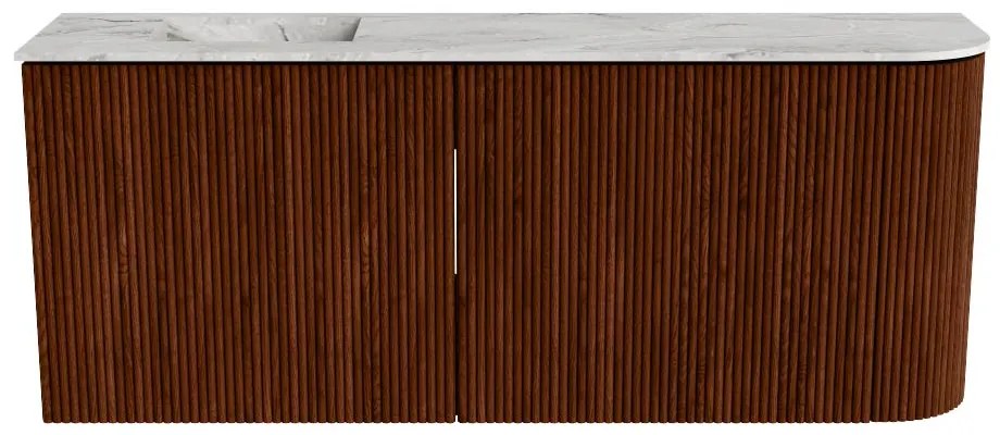 Mondiaz Joya DLux 100cm toiletmeubel ronding rechts ruby met wastafel faye links 1 kraangat glace