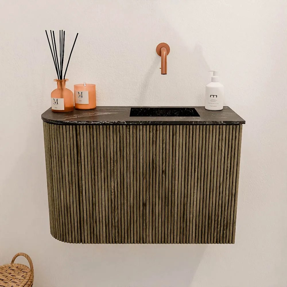 Mondiaz Joya DLux 60cm toiletmeubel ronding links dusk met wastafel faye rechts zonder kraangat lava