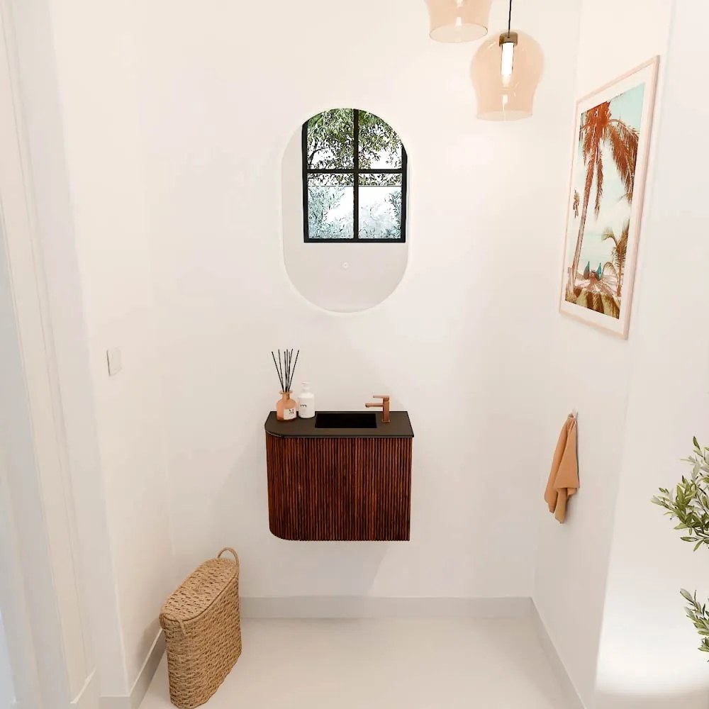 Mondiaz Joya 50cm toiletmeubel ronding links ruby met wastafel faye rechts 1 kraangat urban