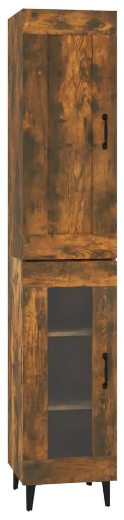 vidaXL Hoge kast 35x34x180 cm bewerkt hout gerookt eikenkleurig