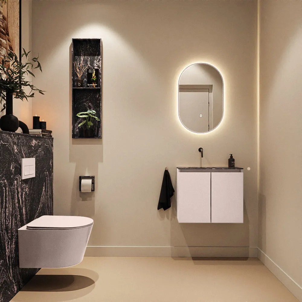 Mondiaz Ture DLux toiletmeubel 60cm rosee met wastafel lava links zonder kraangat