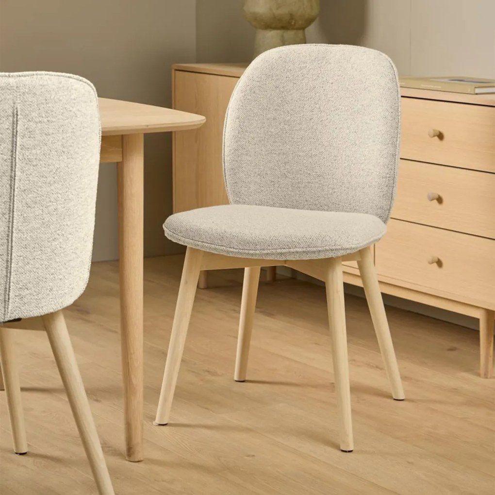 Eetkamerstoel Met Houten Poten Creme Boucle