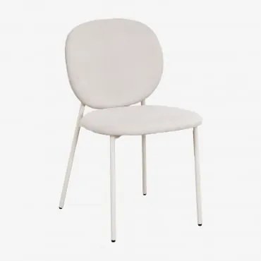 Set Van 2 Gloriel Gestoffeerde Stapelbare Eetkamerstoelen Corduroy Gebroken Wit - Sklum