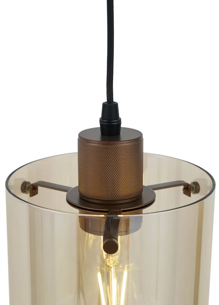 Moderne spot donker brons met amber glas voor railsysteem 1-fase - Iconic Dome