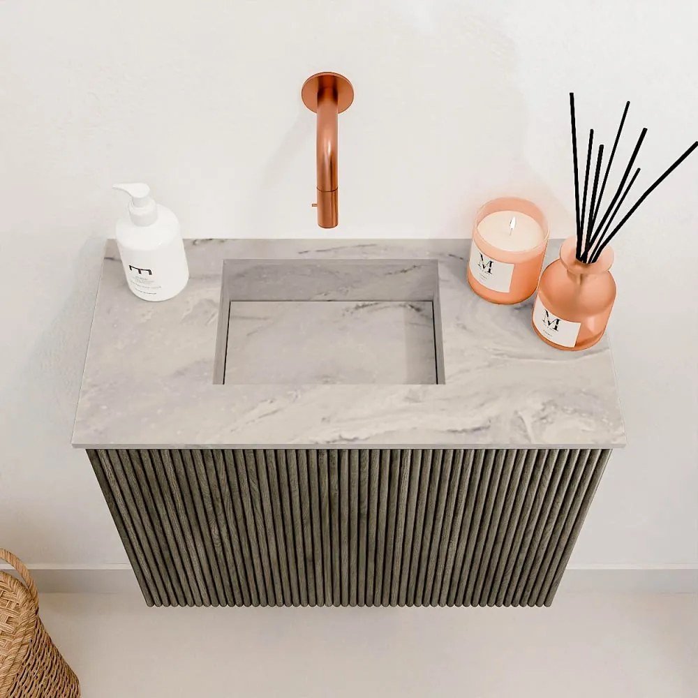 Mondiaz Joya DLux 50cm toiletmeubel shadow met wastafel faye links zonder kraangat glace