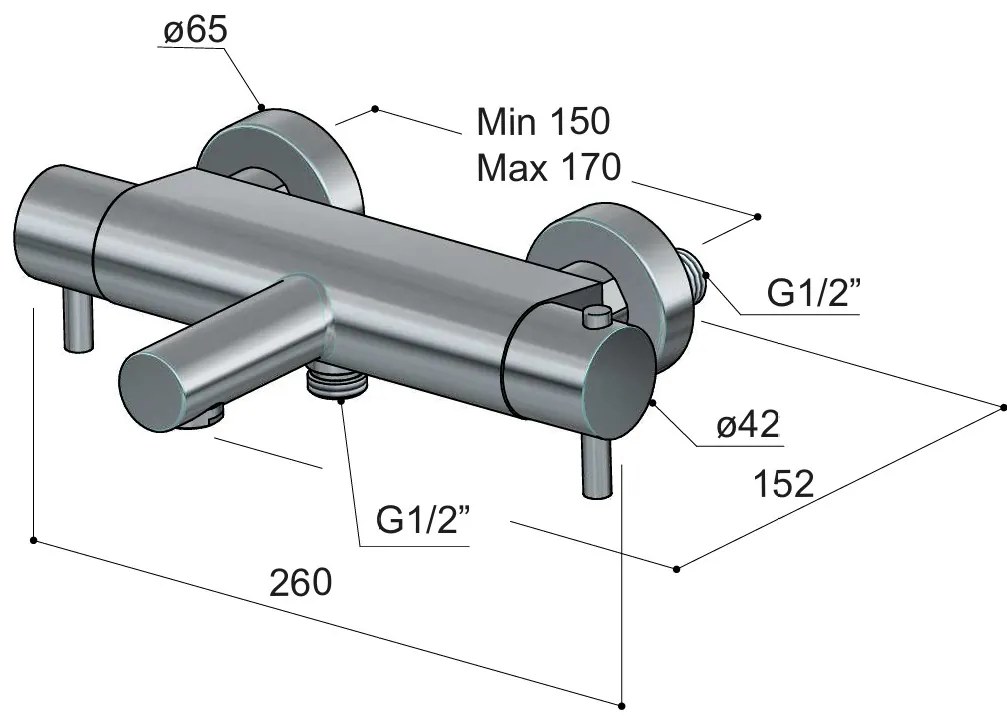 Hotbath Cobber thermostatische badkraan met uitloop verouderd ijzer