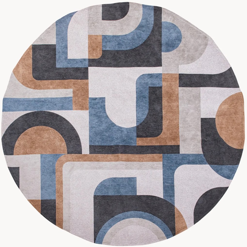 Rond jacquard in- & outdoor vloerkleed Module, wasbaar