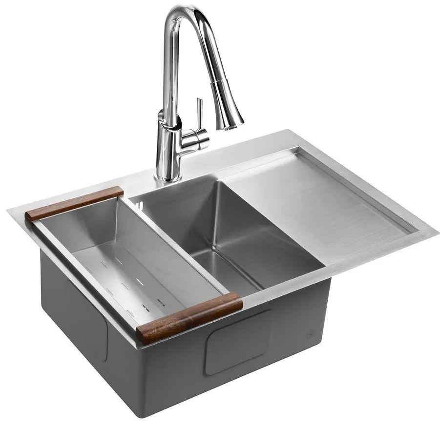 Sapho Kiva spoelbak 69x48x20cm links met kraangat RVS