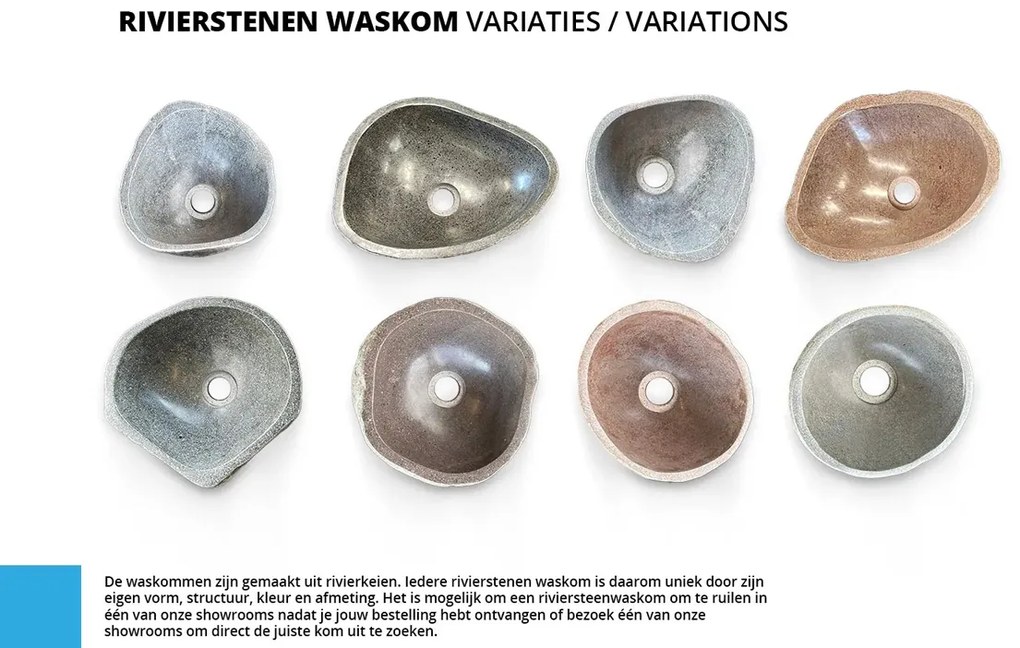 Gliss Design Ares badmeubel 160cm 2 lades charcoal met rivierstenen waskommen