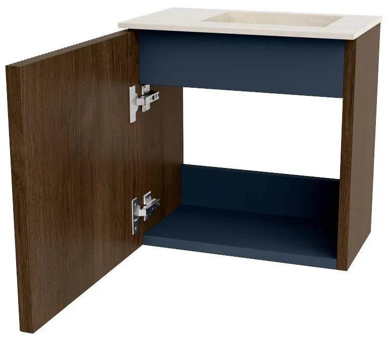 Mondiaz Joya DLux 40cm toiletmeubel walnut met wastafel faye rechts 1 kraangat meli