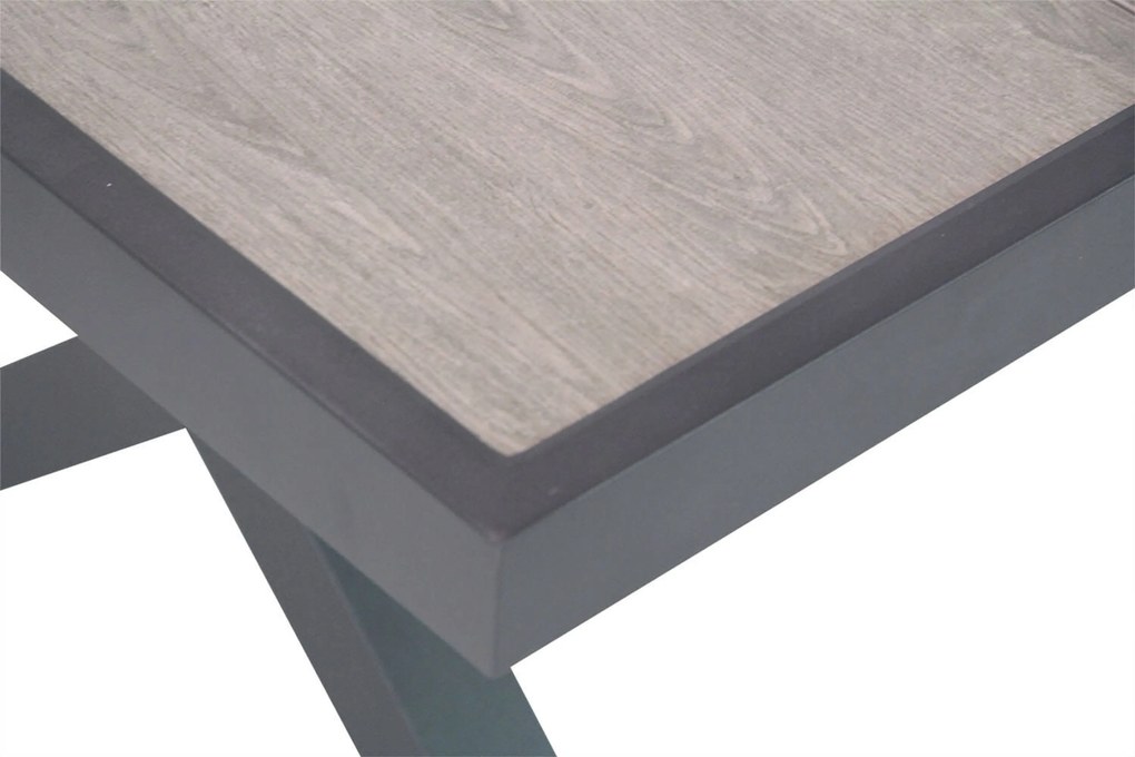Tuinset 6 personen 245 cm Aluminium/Textileen /Aluminium/textileen Grijs Presto Lucardo/Crossley