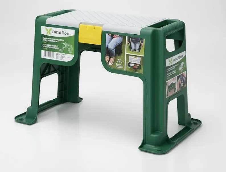Famiflora multi-purpose kruk - Zitbankje en kniebankje - Met ingebouwde opbergruimte - Maximaal 100KG capaciteit