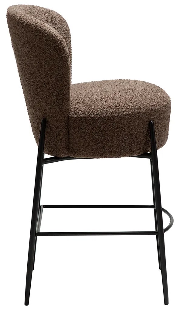 Dan-Form Orbit Barkruk Bruin Boucle Met Hoge Ronde Rugleuning