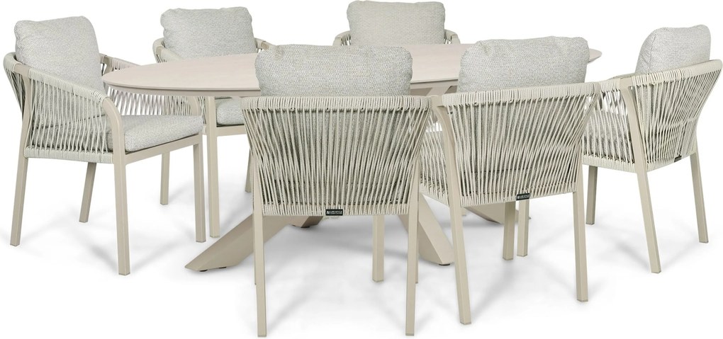 Tuinset 6 personen 240 cm Rope Taupe Lifestyle Garden Furniture Biagio/Lunea