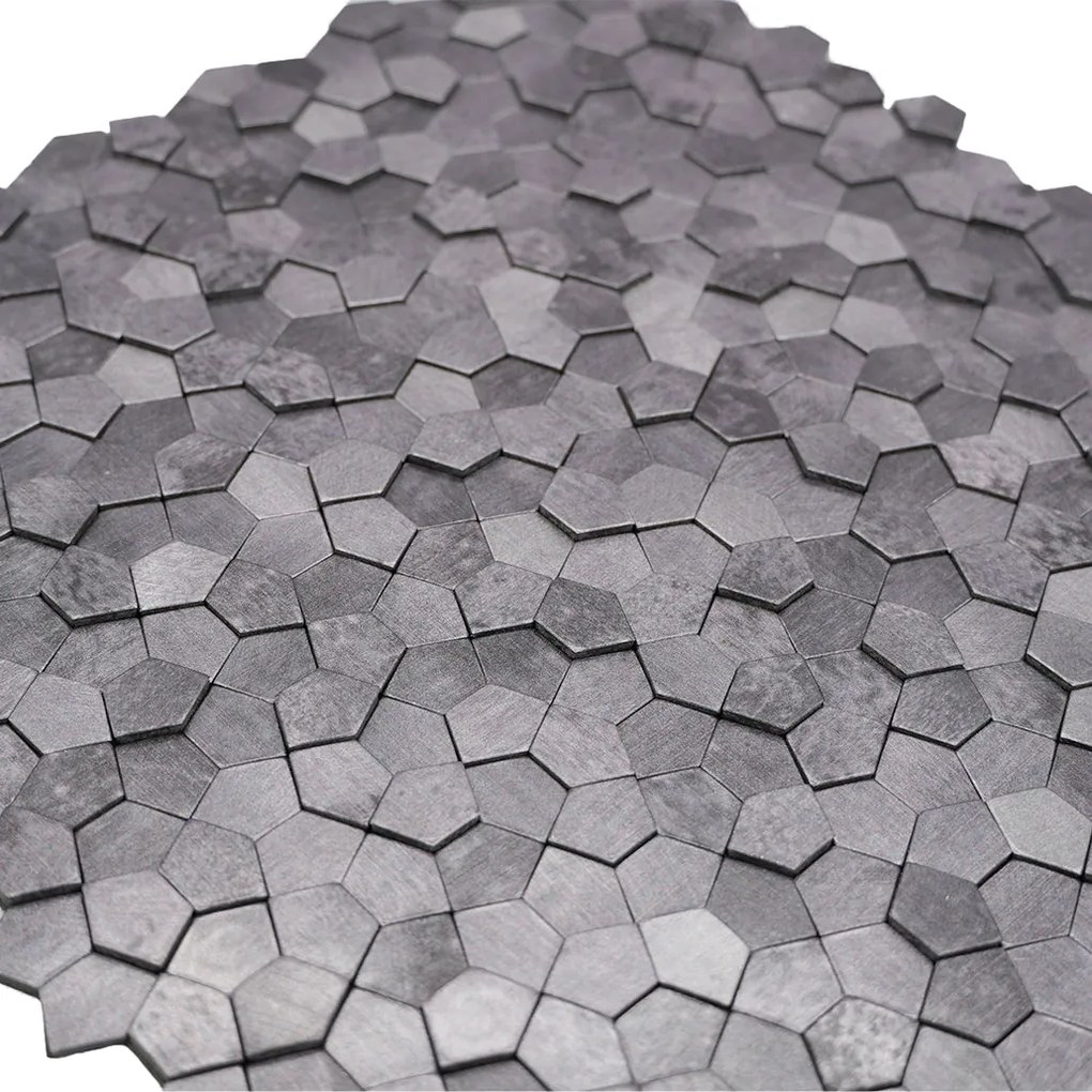 Zelfklevende Mozaïektegels Metaal | Pentagon 3D Grijs | 28,2×28,2 cm | Keuken, Bad & WC