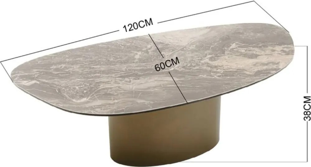 Salontafel Marmerlook Ovaal Bruin - 120 X 60cm.