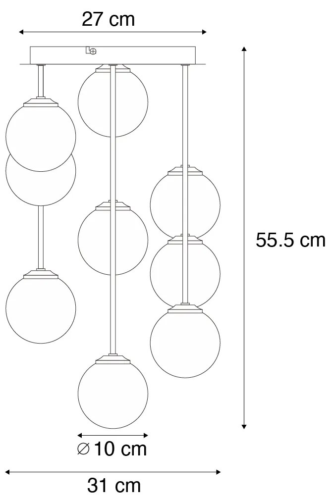 Design plafondlamp brons met brons glas 9-lichts - Athens Design G9 bol / globe / rond vierkant Binnenverlichting Lamp